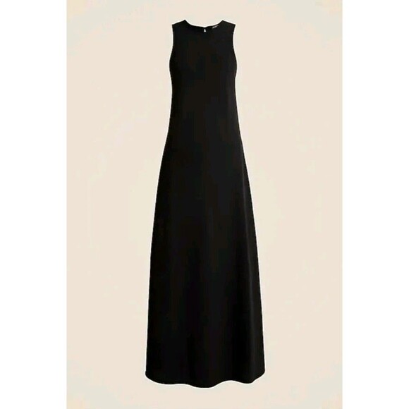J.Crew Long A-Line Dress Drapey Crepe Black Maxi Lined CG350 $168 Size 2 NWT - Picture 3 of 12